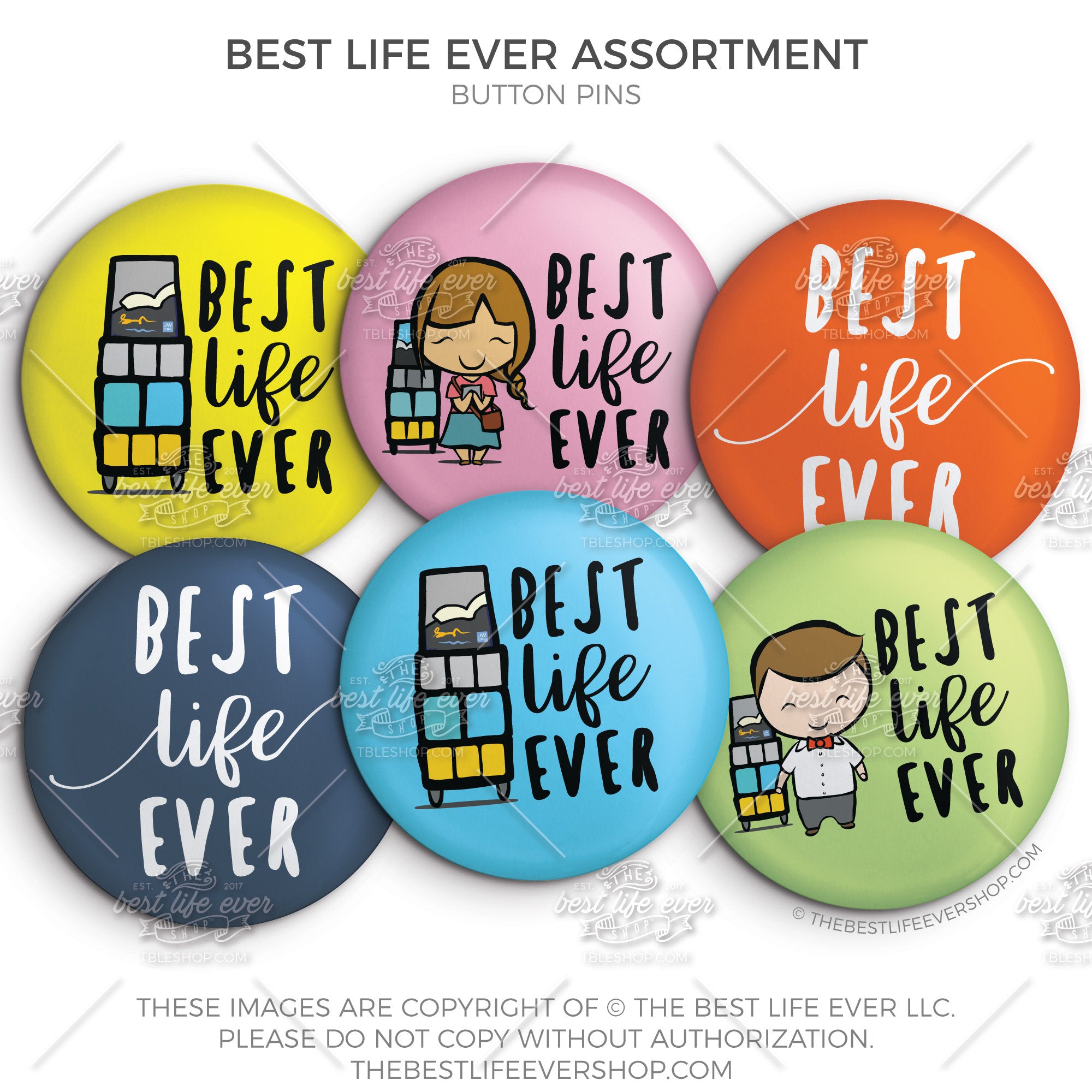 Assorted Best Life Ever Button Pin Set - The Best Life Ever Shop