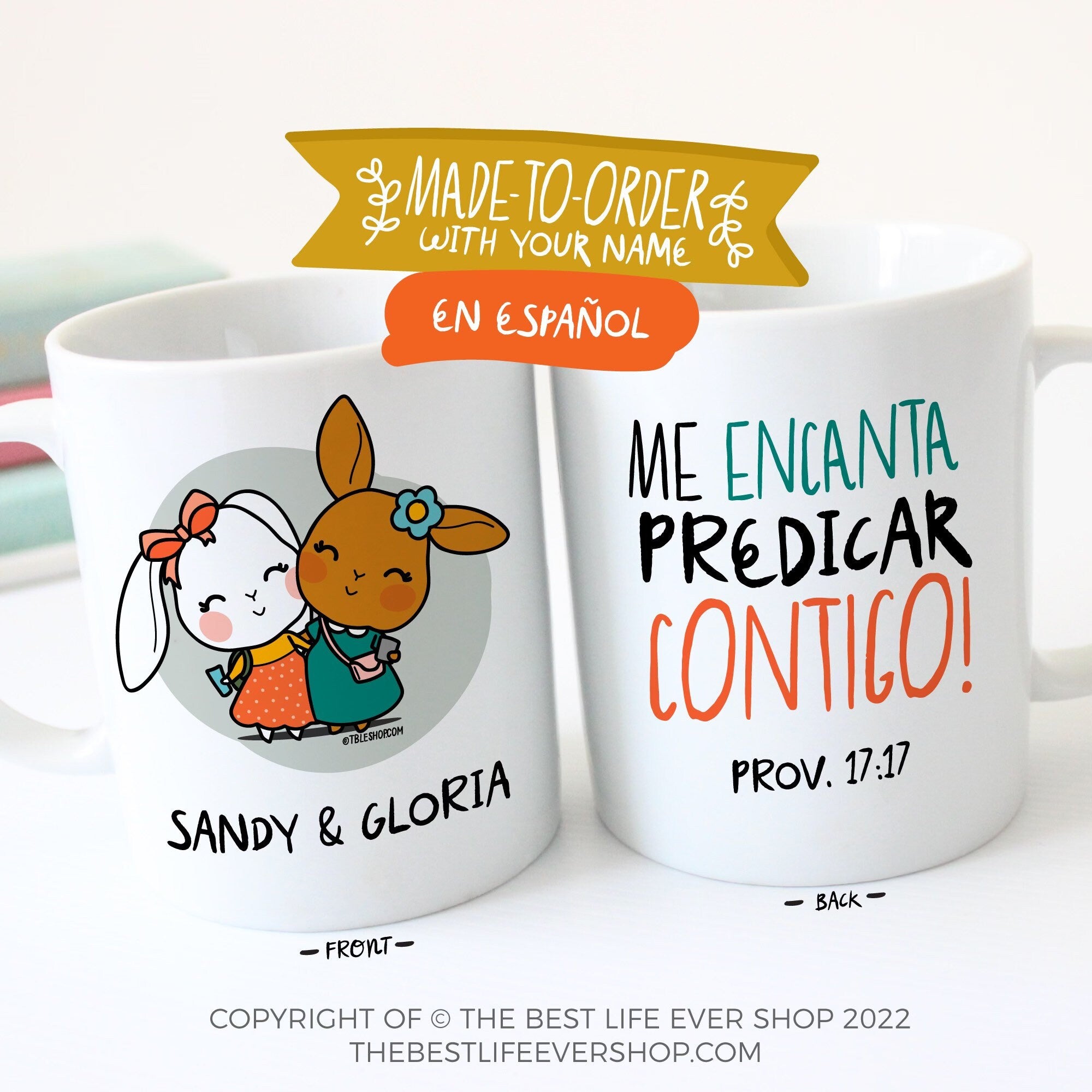 Me Encanta Predicar Contigo-Bunny Friends Mug -11 oz Ceramic
