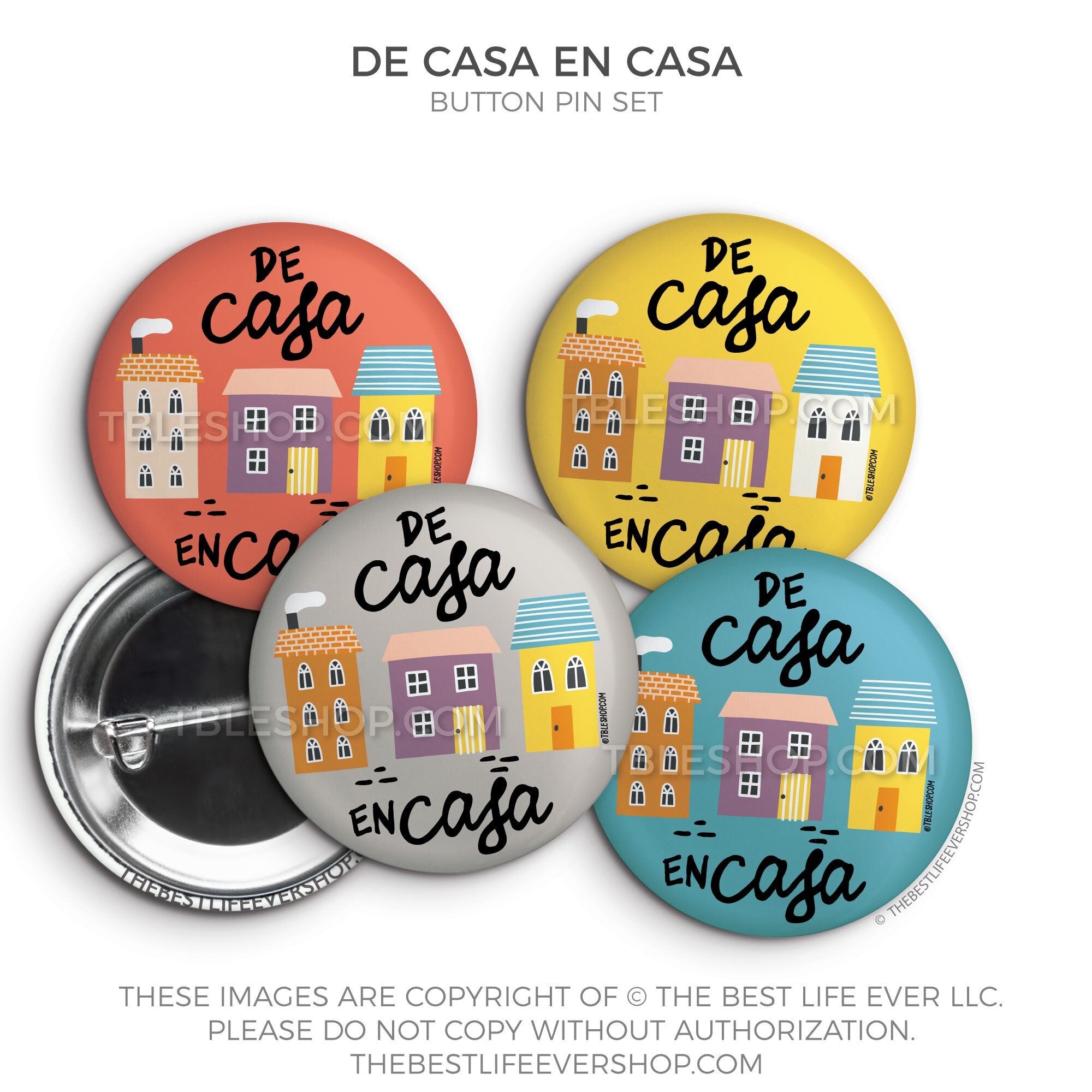 De Casa En Casa Pequeña Ciudad pins -Service Year 2022 Button Pins - The  Best Life Ever Shop