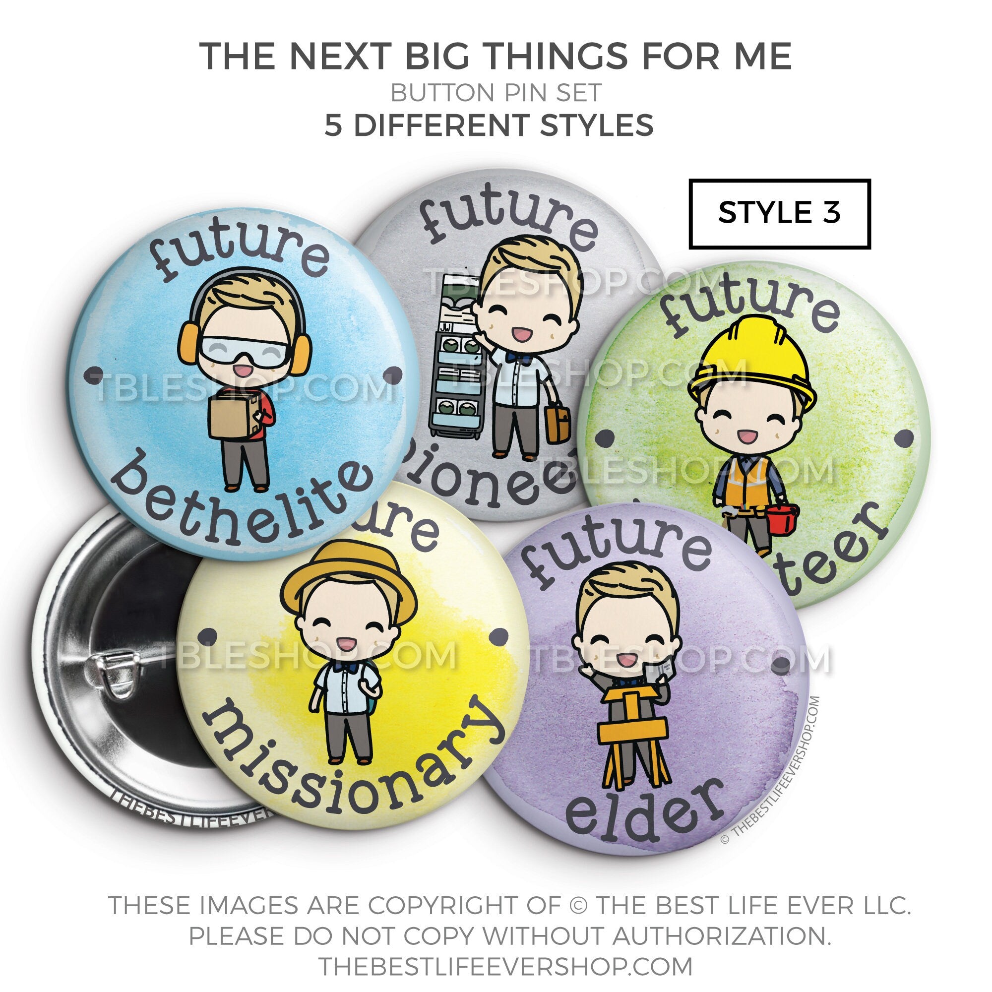 Future Goals - gifts for BOYS Button Badge Pins Set - new publisher first  talk - jw ministry - jw gifts - best life ever - jw