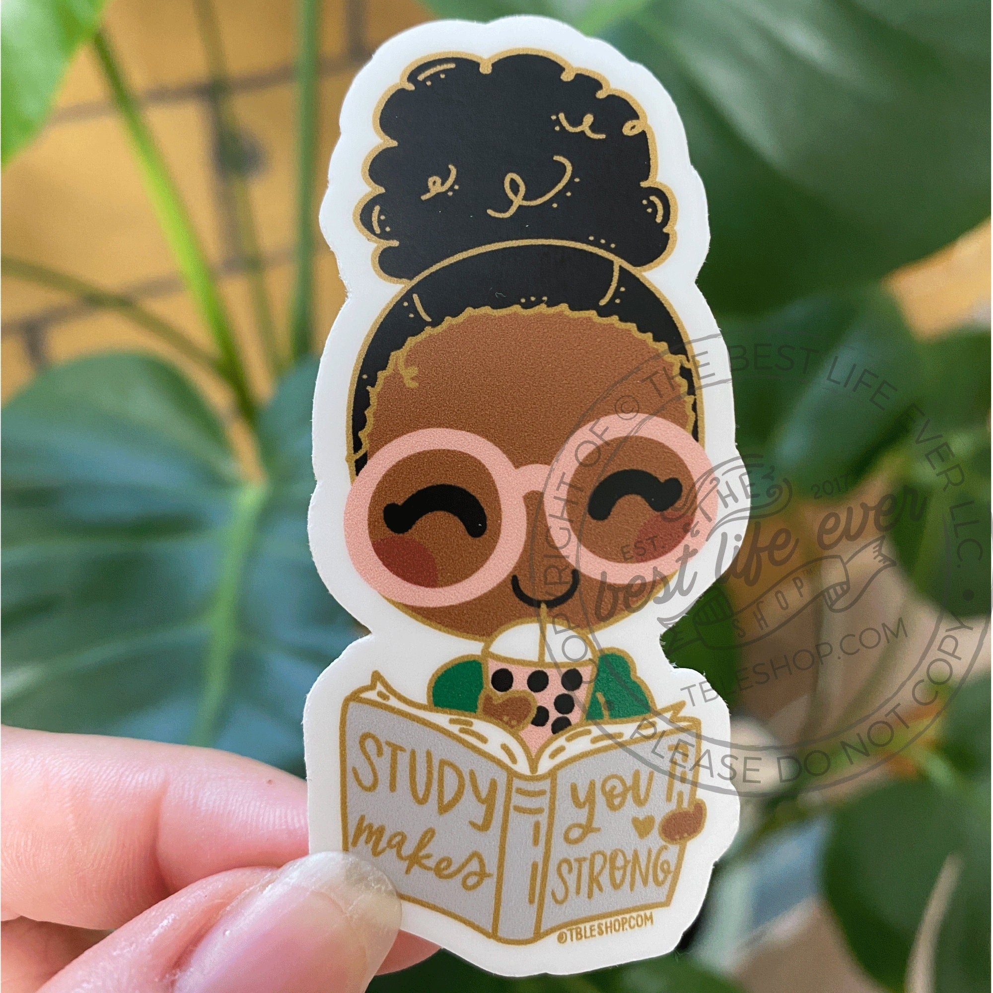VINYL STICKER Study Girl Curly Girl Puff - The Best Life Ever Shop